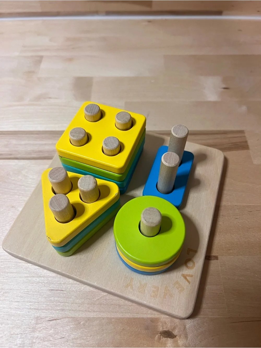 Lovevery Wooden Stacking Shape Sorter Toy